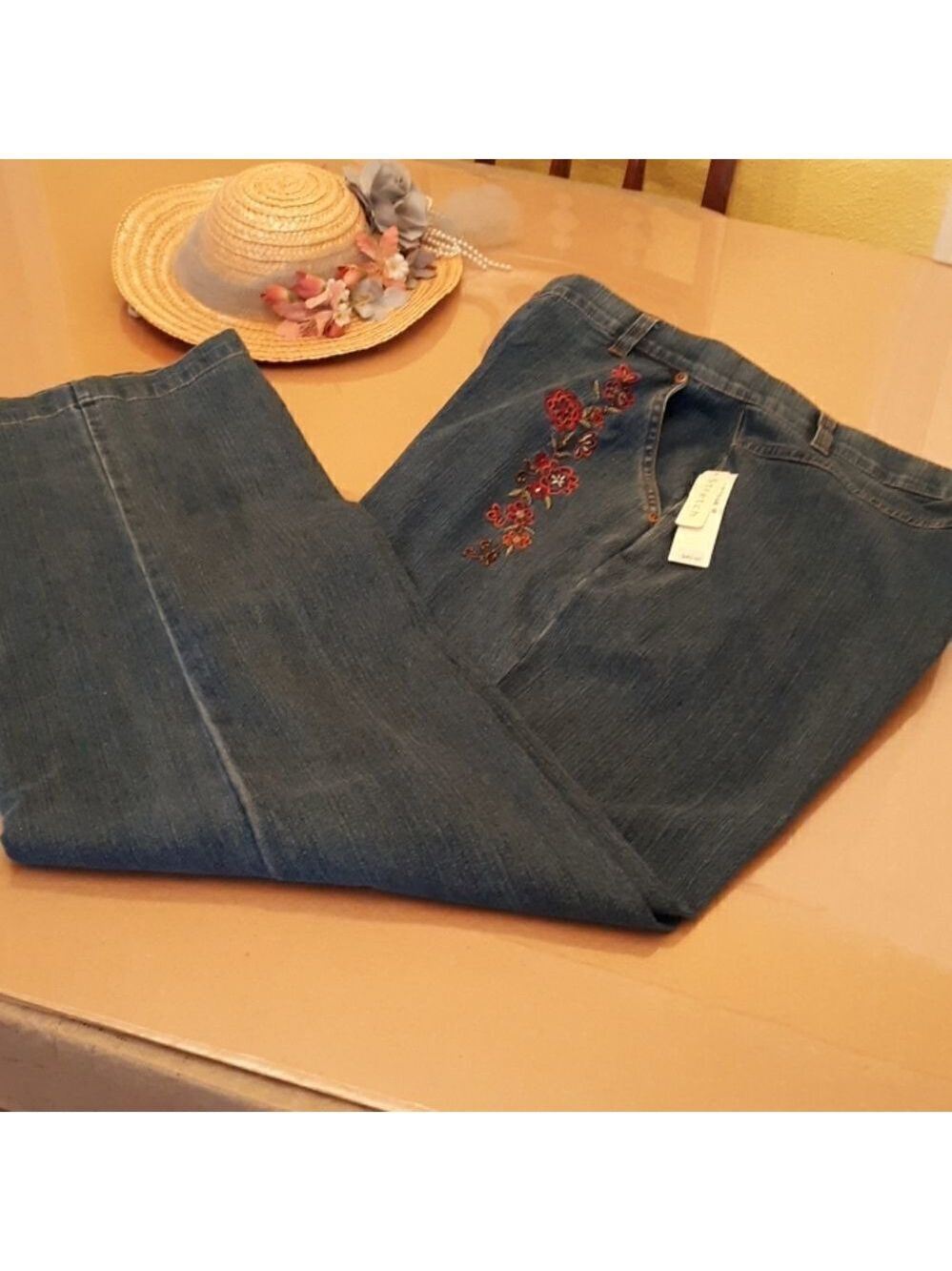 Erika stretch front flowered jeans NWT Size 18